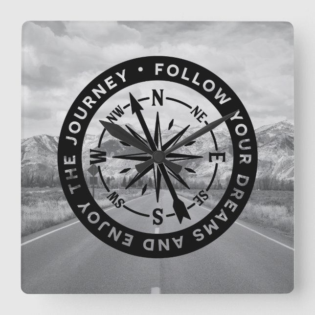 Horloge Carrée Suivez vos rêves (Recto)