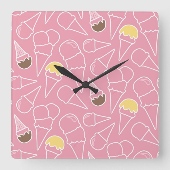 Horloge Carrée Summer Ice Cream Pattern (Recto)
