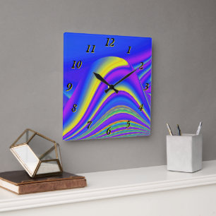 Horloge Carrée Summerfeel, Rainbowart 3D Abstrait