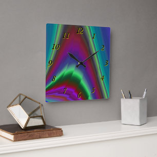 Horloge Carrée Summerfeel, Rainbowart 3D Abstrait