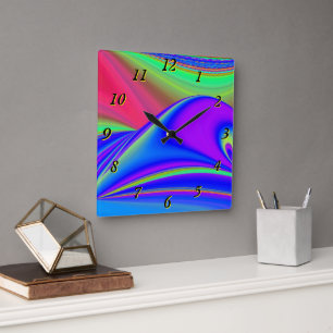 Horloge Carrée Summerfeel, Rainbowart 3D Abstrait