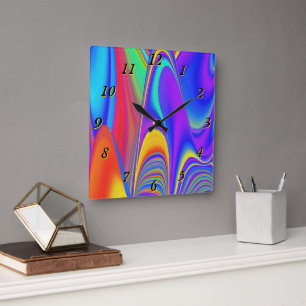 Horloge Carrée Summerfeel, Rainbowart 3D Abstrait