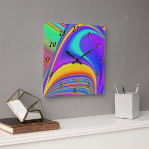 Horloge Carrée Summerfeel, Rainbowart 3D Abstrait