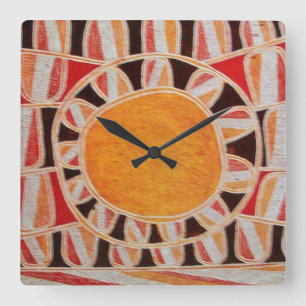 Horloge Carrée SUN SOLAR ENERGY JAUNE orange red