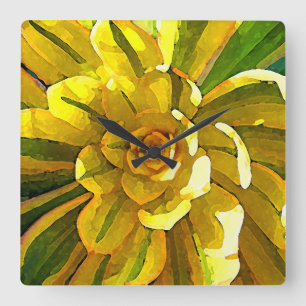 Horloge Carrée Sunburst Aeonium Succulent Square by Amy Vangsgard