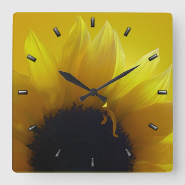 Horloge Carrée Sunflower Clock Yellow (Recto)