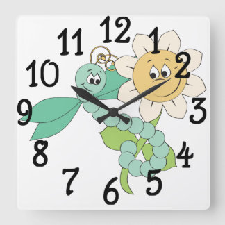 Horloge Carrée Sunflower Dragonfly Clock
