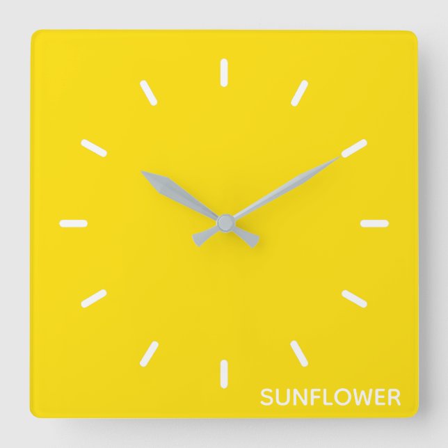 Horloge Carrée Sunflower jaune Nom de la couleur (Recto)