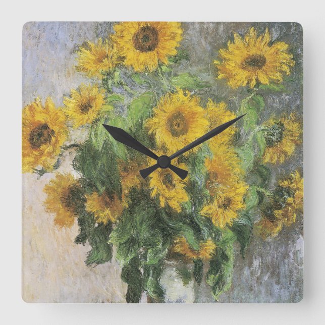 Horloge Carrée Sunflowers par Claude Monet (Recto)