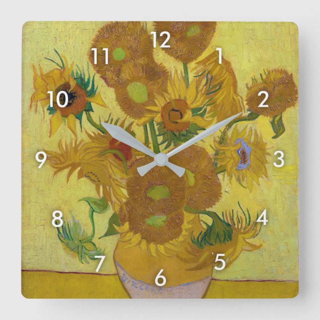 Horloge Carrée Sunflowers, Vincent van Gogh (Recto)