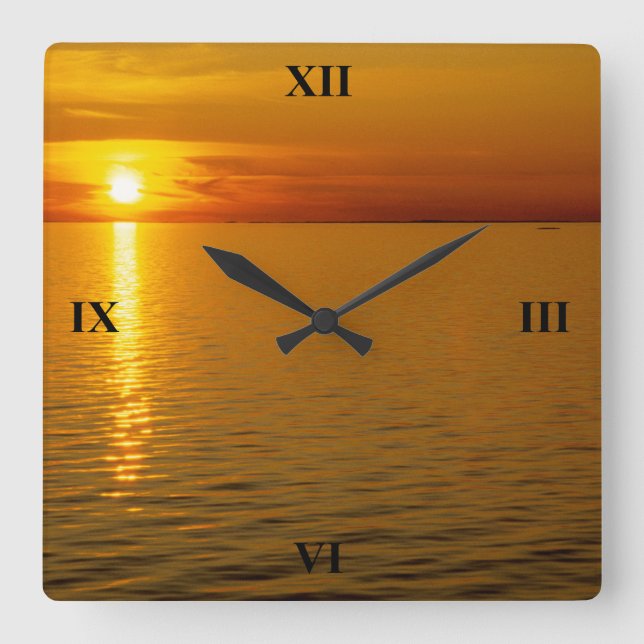 Horloge Carrée Sunset des îles suédoises (Recto)
