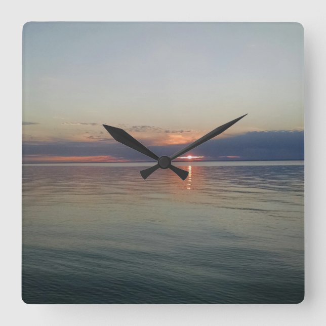 Horloge Carrée Sunset Over the Water Clock (Recto)