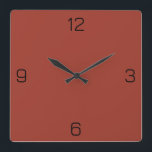 Horloge Carrée Sunset Red Terracotta 9F392B Couleur Ajouter un no<br><div class="desc">Ajoutez un nom, des initiales ou du texte, ou gardez la couleur seule. La couleur correspond à d'autres éléments du magasin en fonction du nom et du code HEX (triplet hexadécimal à six chiffres) qui s'affiche. Utilisez ce code pour mélanger, mettre en correspondance et customiser tout autre élément pour l'accompagner...</div>