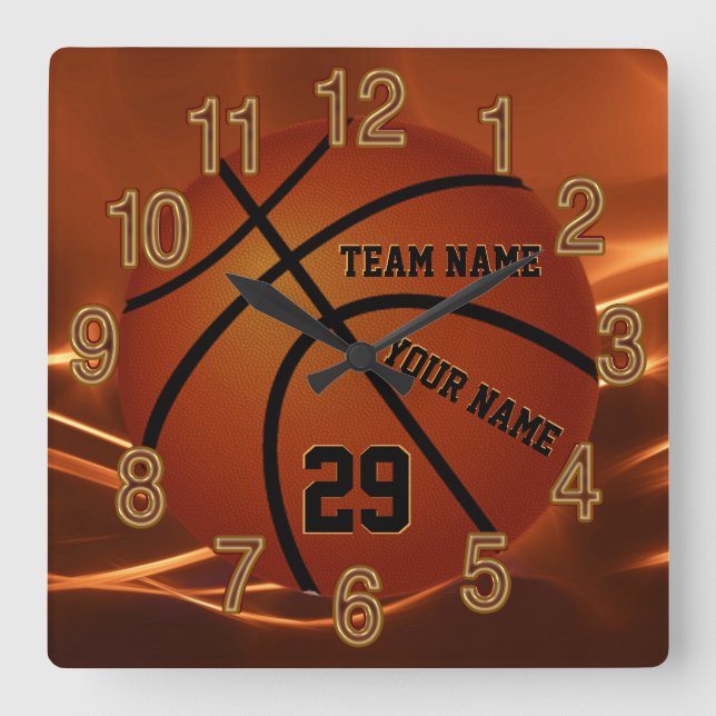 Horloge Carrée Super Cool Basketball Senior Venin Ideas YOUR TEXT (Recto)