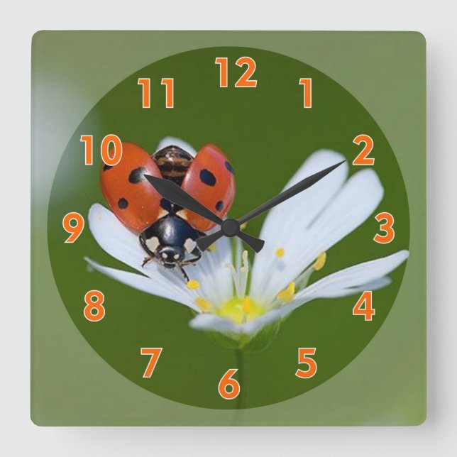 Horloge Carrée Super Cute Lady Bug (Recto)