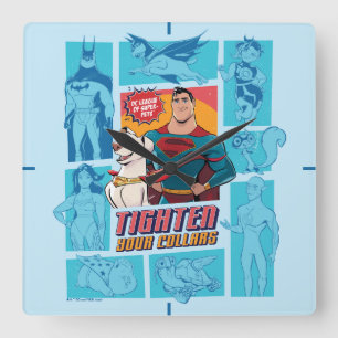 Horloge Carrée Super Pets & Justice League - Serrez vos colliers