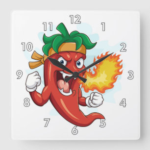 Horloge Carrée Super Red-Hot Cartoon Pipe Pepper