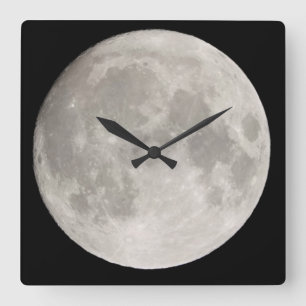Horloge Carrée Superlune dans le ciel noir