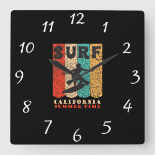 Horloge Carrée Surf California Wall Clock