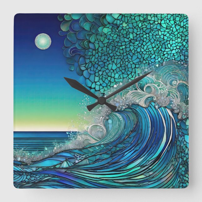 Horloge Carrée Surf surréel (Recto)