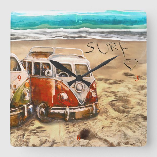 Horloge Carrée Surfdudes, (Recto)