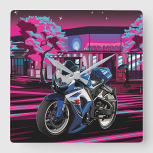 Horloge Carrée Suzuki GSX-R à Red Moon City
