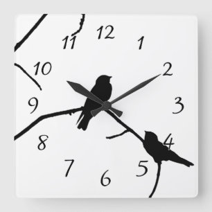 Horloge Carrée Swallow ou Swifts Silhouette Love Bird Watching