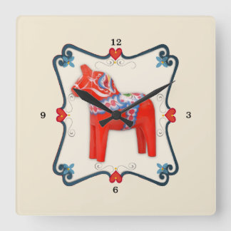 Horloge Carrée Swedish Dala