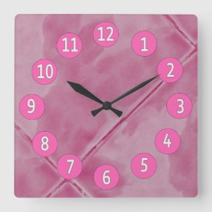 Horloge Carrée Sweet Pink Tiles with White Digits