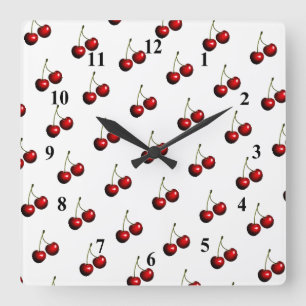 Horloge Carrée Sweet Red Cherry