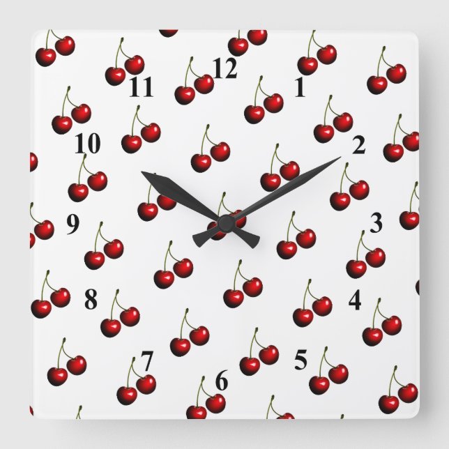 Horloge Carrée Sweet Red Cherry (Recto)