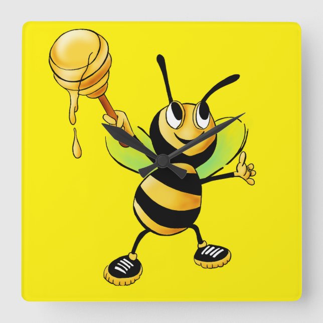 Horloge Carrée Sweet Time with Our Honey Bee Clock! 🍯🐝 (Recto)