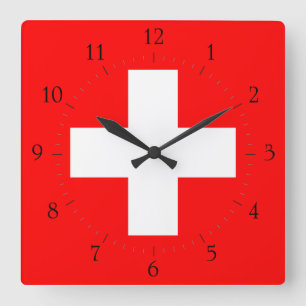 Horloge Carrée Swiss Flag I