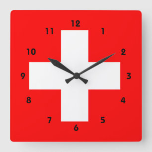 Horloge Carrée Swiss Flag I