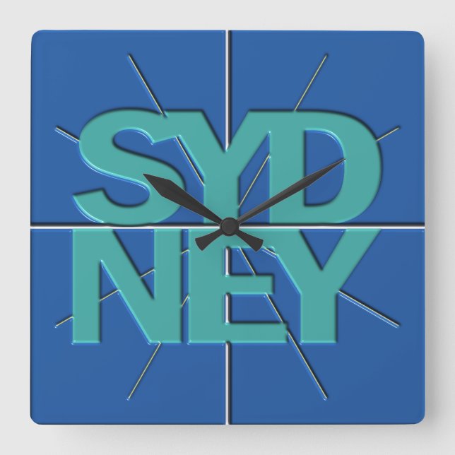 Horloge Carrée Sydney Finance Timezone Wall Clock (Recto)