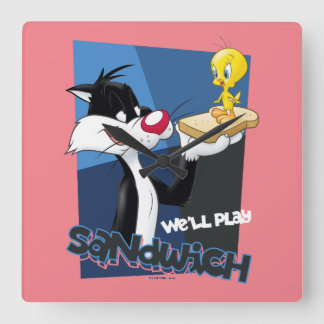 Horloge Carrée SYLVESTER™ & TWEETY™ "Nous allons jouer au sandwic