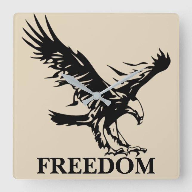 Horloge Carrée Symbol Eagle Freedom. Personalized Wall Clock (Recto)