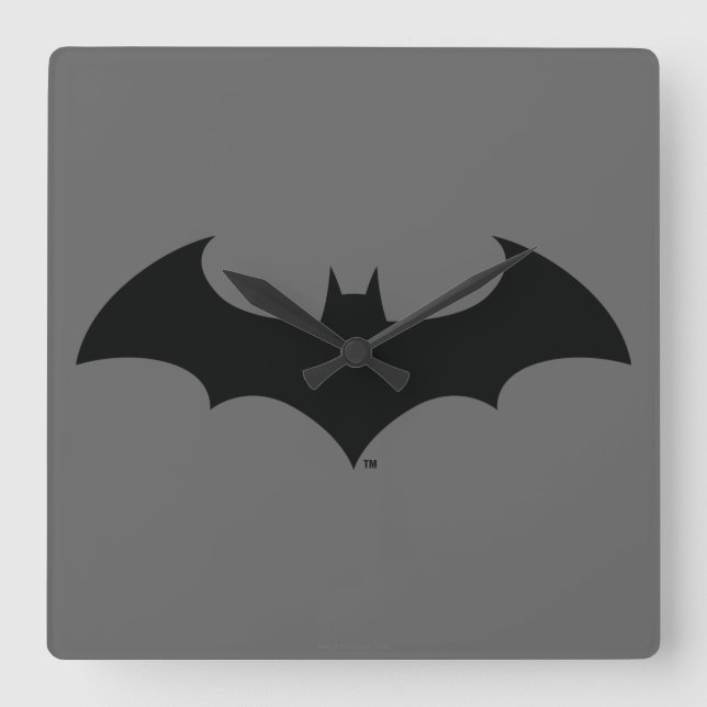 Horloge Carrée Symbole Batman | Logo Simple Bat Silhouette (Recto)