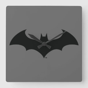 Horloge Carrée Symbole Batman   Logo Simple Bat Silhouette