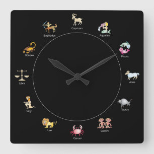 Horloge Carrée Symbole de dessin au zodiaque
