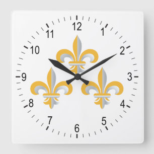Horloge Carrée Symbole de Fleur de Lis
