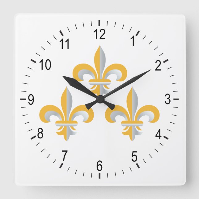 Horloge Carrée Symbole de Fleur de Lis (Recto)