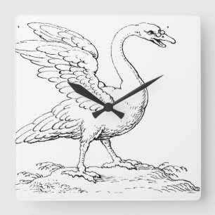 Horloge Carrée Symbole de l'amour et de la fidélité Swan Fine Art