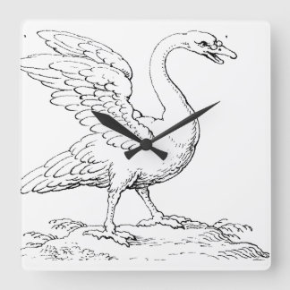 Horloge Carrée Symbole de l'amour et de la fidélité Swan Fine Art