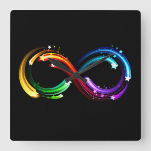 Horloge Carrée Symbole de l'infini des comètes arc-en-ciel