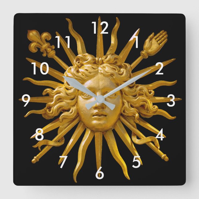 Horloge Carrée Symbole de Louis XIV le Roi Soleil (Recto)