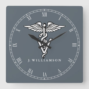 Horloge Carrée Symbole de médecine vétérinaire couleur personnali