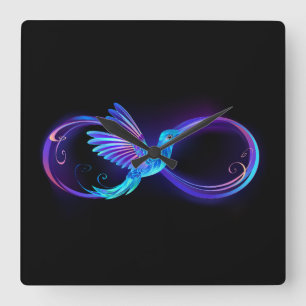 Horloge Carrée Symbole de Neon Infinity par Glowing Hummingbird