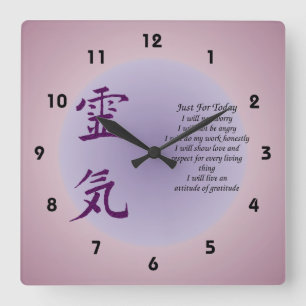 Horloge Carrée Symbole de Reiki juste pour aujourd'hui inspiré