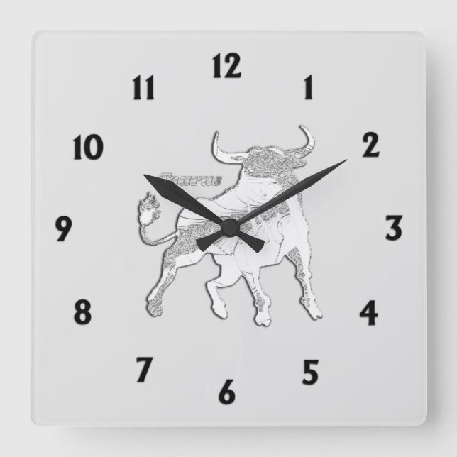 Horloge Carrée Symbole de Taurus Zodiac (Recto)